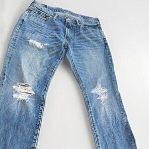Abercrombie & Fitch Men's Kennan Blue Straight Distressed Stretch Jeans 32x32